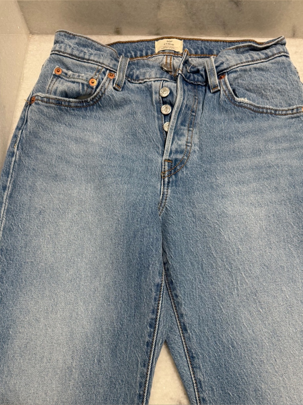 Levi’s 501 Curve Button Fly Jeans Women’s Light Wash Straight Leg Denim